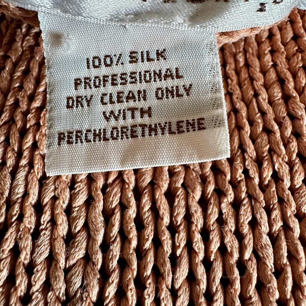 Peach Silk Sweater with Ribbed Texture - Picture 8 of 9
